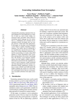 Generating Animations from Screenplays