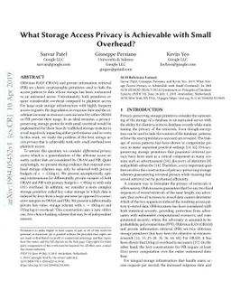 What Storage Access Privacy is Achievable with Small Overhead?