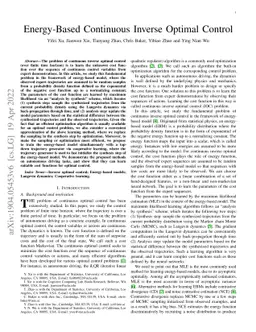 Energy-Based Continuous Inverse Optimal Control