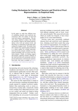 Gating Mechanisms for Combining Character and Word-level Word
  Representations: An Empirical Study