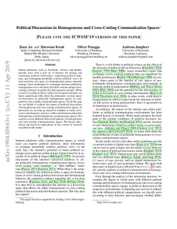 Political Discussions in Homogeneous and Cross-Cutting Communication
  Spaces