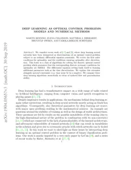 Deep learning as optimal control problems: models and numerical methods