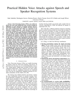 Practical Hidden Voice Attacks against Speech and Speaker Recognition
  Systems