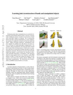 Learning joint reconstruction of hands and manipulated objects