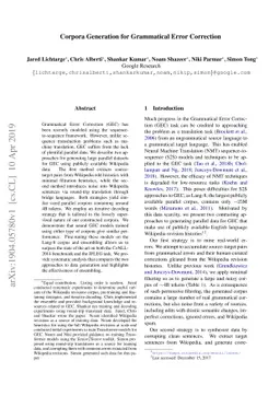 Corpora Generation for Grammatical Error Correction