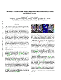 Probabilistic Permutation Synchronization using the Riemannian Structure
  of the Birkhoff Polytope