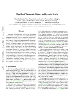 Max-Sliced Wasserstein Distance and its use for GANs