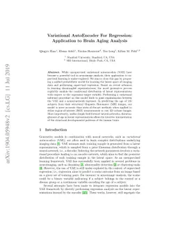 Variational AutoEncoder For Regression: Application to Brain Aging
  Analysis