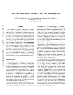 Real-Time Dense Stereo Embedded in A UAV for Road Inspection