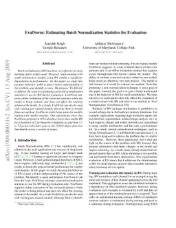 EvalNorm: Estimating Batch Normalization Statistics for Evaluation