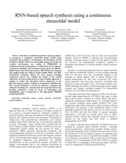 RNN-based speech synthesis using a continuous sinusoidal model