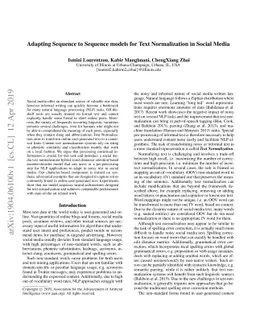 Adapting Sequence to Sequence models for Text Normalization in Social
  Media