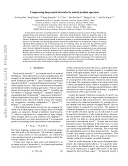 Compressing deep neural networks by matrix product operators