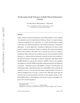 On Byzantine Fault Tolerance in Multi-Master Kubernertes Clusters