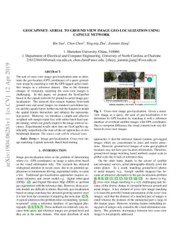 GeoCapsNet: Aerial to Ground view Image Geo-localization using Capsule
  Network