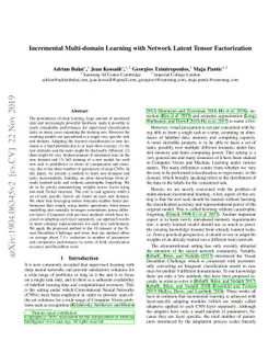 Incremental multi-domain learning with network latent tensor
  factorization
