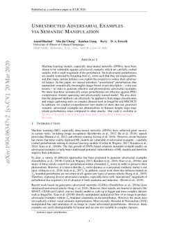 Unrestricted Adversarial Examples via Semantic Manipulation