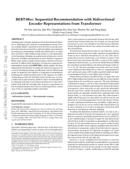 BERT4Rec: Sequential Recommendation with Bidirectional Encoder
  Representations from Transformer