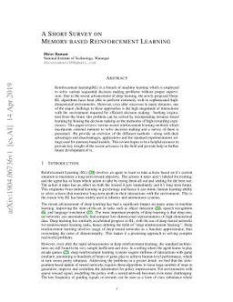 A Short Survey On Memory Based Reinforcement Learning