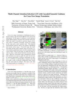 Multi-Channel Attention Selection GAN with Cascaded Semantic Guidance
  for Cross-View Image Translation