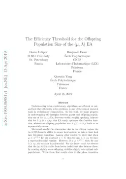 The Efficiency Threshold for the Offspring Population Size of the
  ($μ$, $λ$) EA
