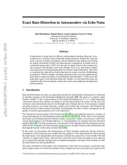 Exact Rate-Distortion in Autoencoders via Echo Noise