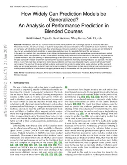 How Widely Can Prediction Models be Generalized? Performance Prediction
  in Blended Courses