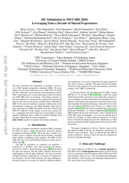 I4U Submission to NIST SRE 2018: Leveraging from a Decade of Shared
  Experiences