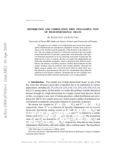 Distribution and correlation free two-sample test of high-dimensional
  means