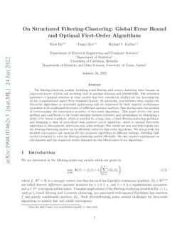 On Structured Filtering-Clustering: Global Error Bound and Optimal
  First-Order Algorithms