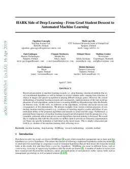 HARK Side of Deep Learning -- From Grad Student Descent to Automated
  Machine Learning