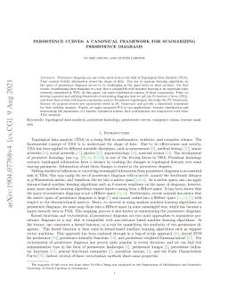 Persistence Curves: A canonical framework for summarizing persistence
  diagrams