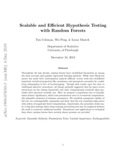 Scalable and Efficient Hypothesis Testing with Random Forests