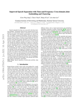 Improved Speech Separation with Time-and-Frequency Cross-domain Joint
  Embedding and Clustering