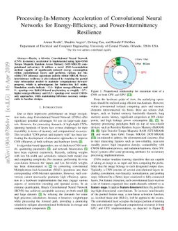 Processing-In-Memory Acceleration of Convolutional Neural Networks for
  Energy-Efficiency, and Power-Intermittency Resilience