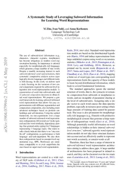 A Systematic Study of Leveraging Subword Information for Learning Word
  Representations