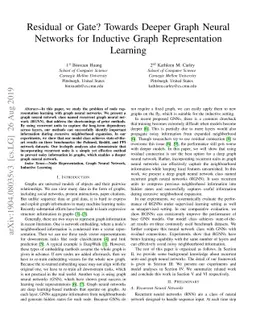 Residual or Gate? Towards Deeper Graph Neural Networks for Inductive
  Graph Representation Learning