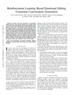 Reinforcement Learning Based Emotional Editing Constraint Conversation
  Generation