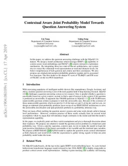 Contextual Aware Joint Probability Model Towards Question Answering
  System