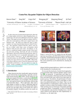 CenterNet: Keypoint Triplets for Object Detection