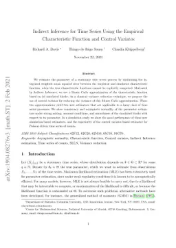 Indirect Inference for Time Series Using the Empirical Characteristic
  Function and Control Variates