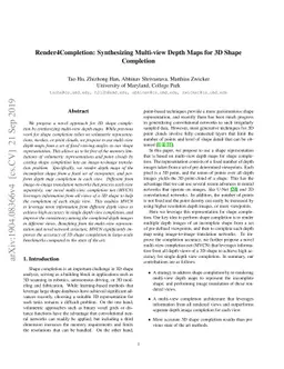 Render4Completion: Synthesizing Multi-View Depth Maps for 3D Shape
  Completion