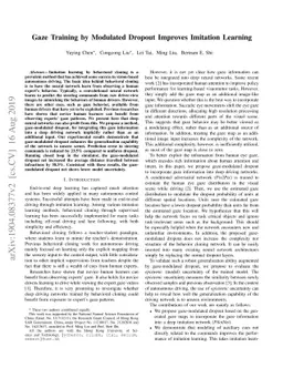 Gaze Training by Modulated Dropout Improves Imitation Learning