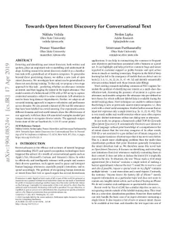Towards Open Intent Discovery for Conversational Text