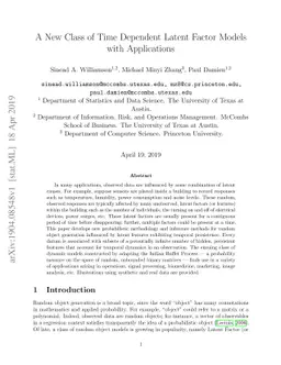A New Class of Time Dependent Latent Factor Models with Applications