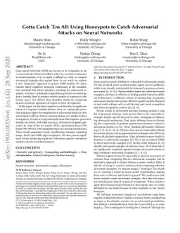 Gotta Catch Ém All: Using Honeypots to Catch Adversarial Attacks on
  Neural Networks