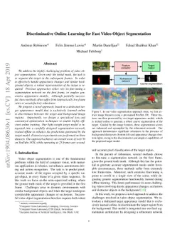 Discriminative Online Learning for Fast Video Object Segmentation
