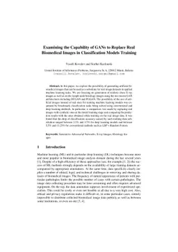 Examining the Capability of GANs to Replace Real Biomedical Images in
  Classification Models Training