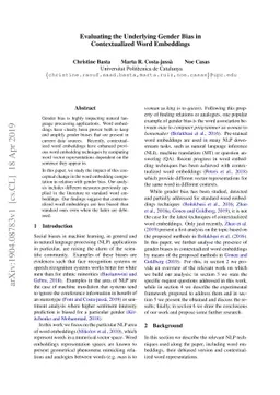 Evaluating the Underlying Gender Bias in Contextualized Word Embeddings