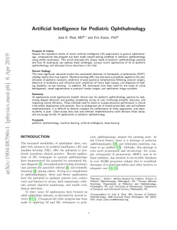 Artificial Intelligence for Pediatric Ophthalmology